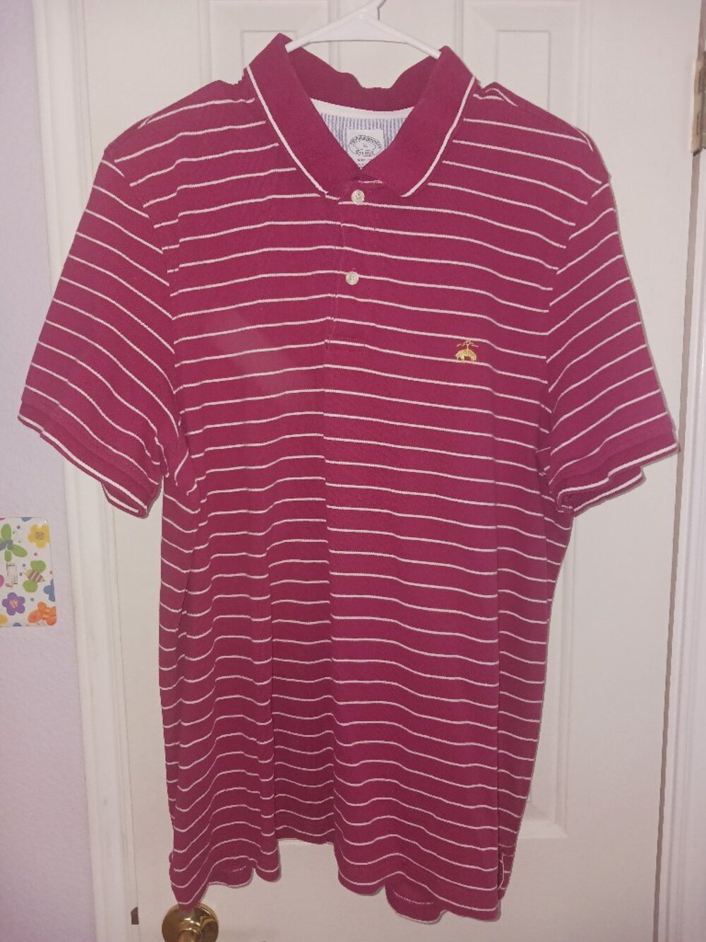 Brooks Brothers Supima Cotton Stripe Polo Shirt Men's XL Slim Fit Maroon